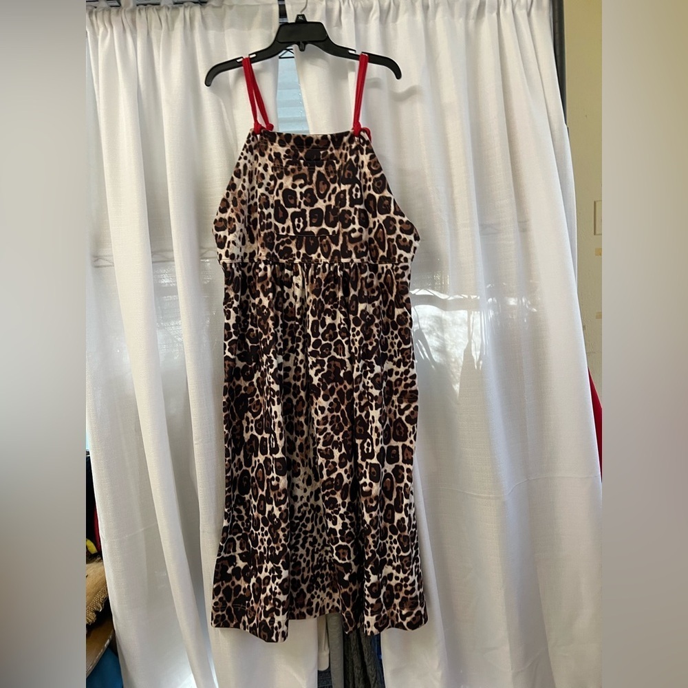 DAVI & DANI Animal Print Overall Dress